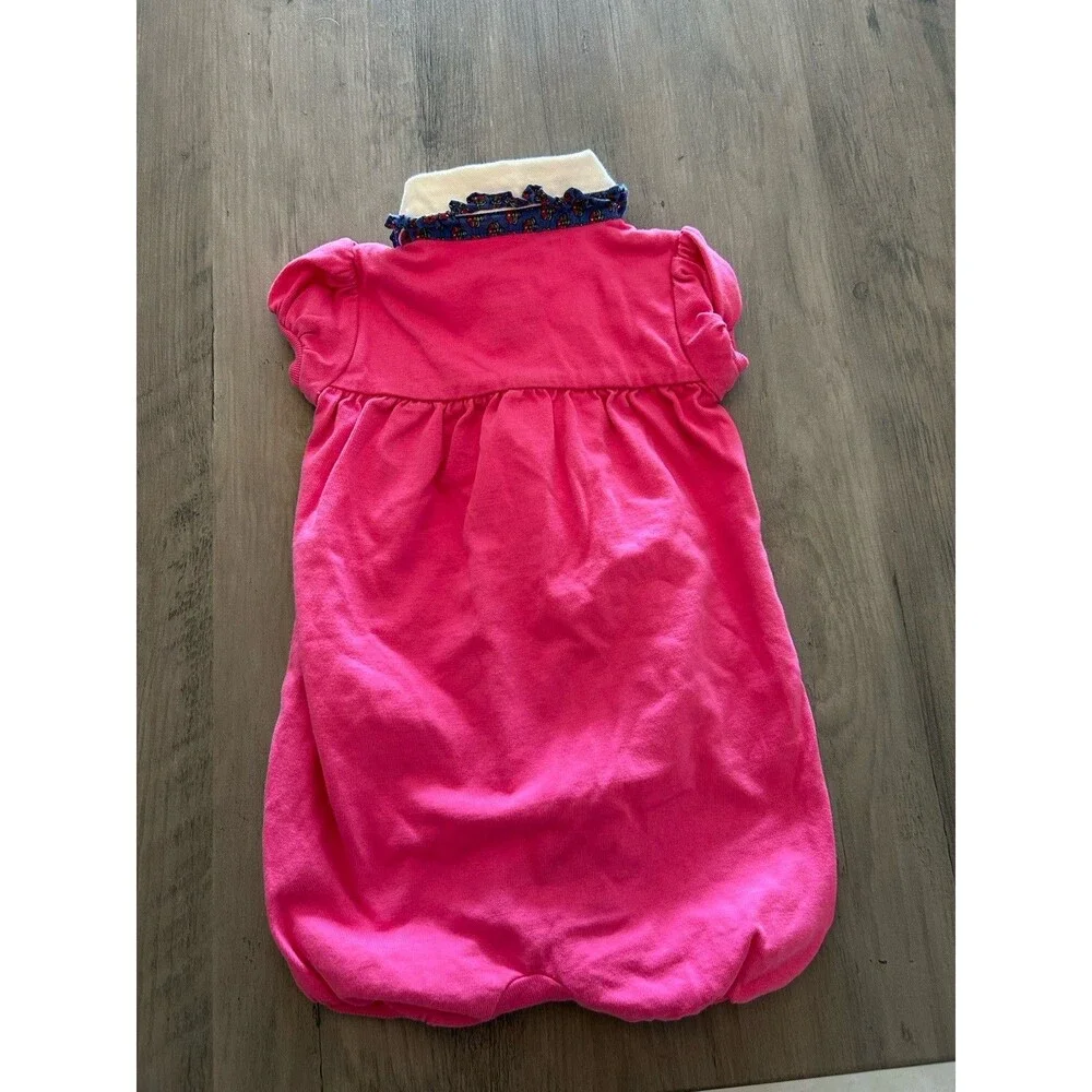 RALPH LAUREN Baby Girls Pink Ruffled Short Sleeve Romper sz.9M